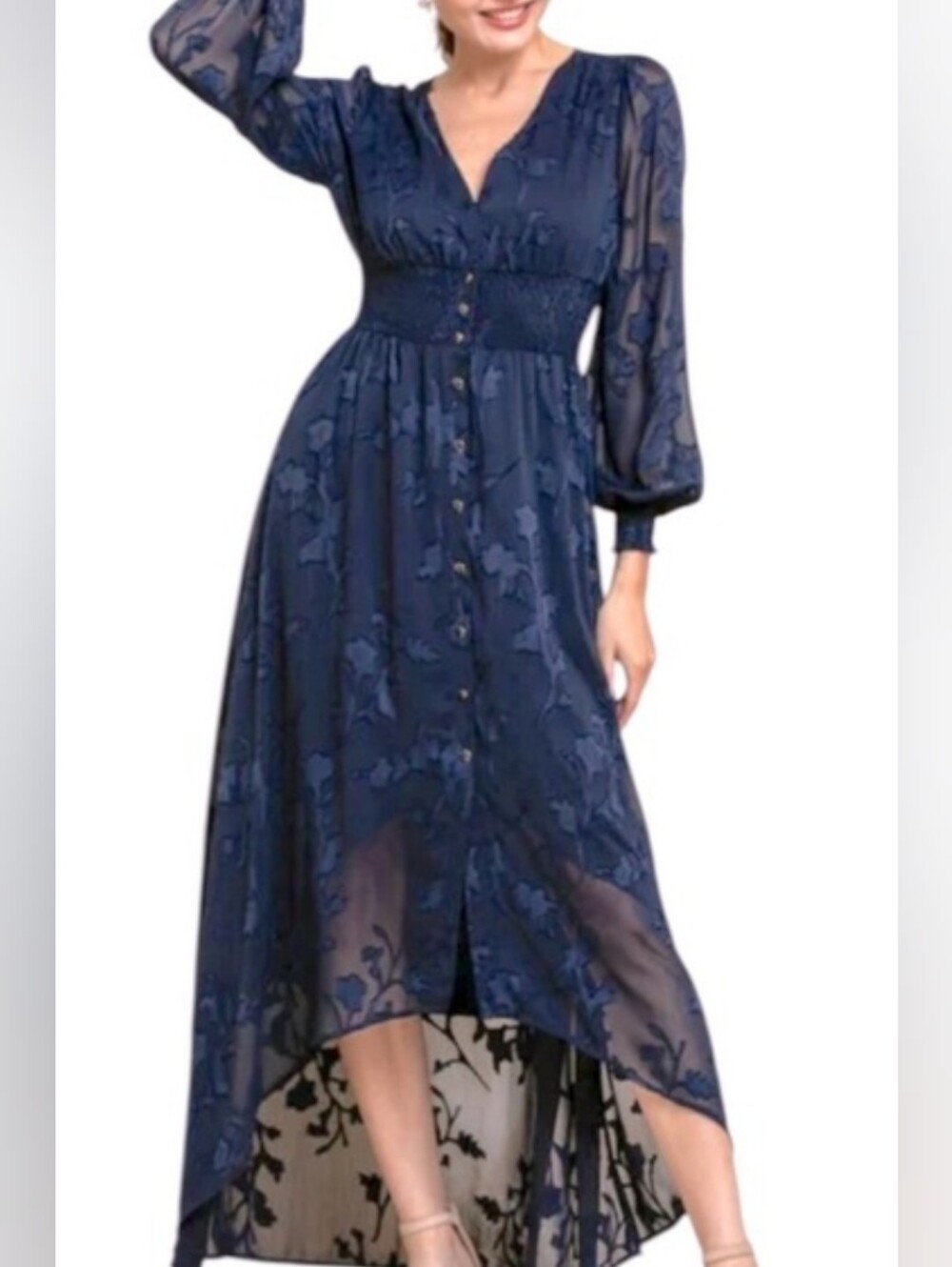 Baltic Born Mayfair High Low Maxi Dress Navy XL - Picture 2 of 14